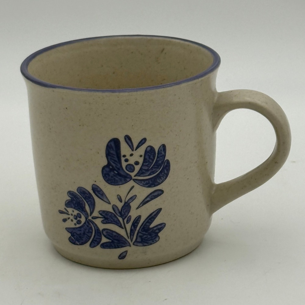 Pfaltzgraff Yorktowne Studio Coffee Mug Blue Floral Speckled Stoneware 12oz